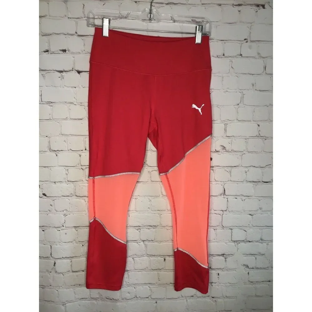 PUMA Womens Small Pink Stretch‎ Elasticated Waistband ActiveWear Skinny Leggings - Picture 2 of 11